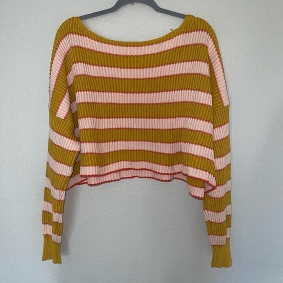 free people just my stripe pullover cropped sweater - Picture 4 of 7